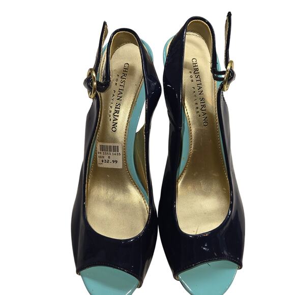 NWT Christian Siriano 8 Women's Shoes Navy Pumps Heels Open Back New Tags - Picture 2 of 7